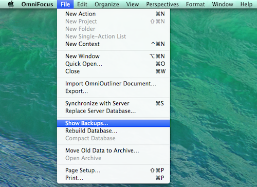 OmniFocus2 for Macでのバックアップファイルの表示